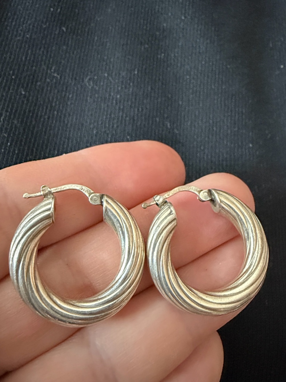 Vintage 925 sterling silver bold statement textured puffy hoops earrings